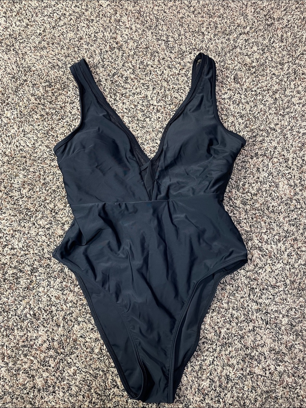Cupshe Mesh Black Wide Strap One Piece Swimsuit Size L | NWOT